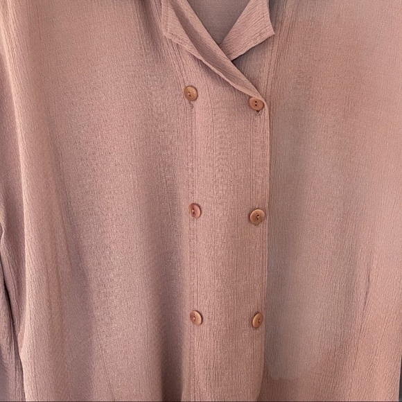 FLAX Vintage Tan Gemini Gem Double Breasted Textured Button-Down Top Size Large - Picture 9 of 10